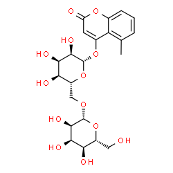 ChemSpider 2D Image | 5-Methyl-2-oxo-2H-chromen-4-yl 6-O-beta-D-allopyranosyl-beta-D-allopyranoside | C22H28O13