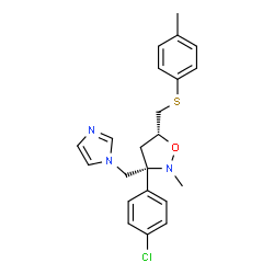 ChemSpider 2D Image | (3R,5R)-3-(4-Chlorophenyl)-3-(1H-imidazol-1-ylmethyl)-2-methyl-5-{[(4-methylphenyl)sulfanyl]methyl}-1,2-oxazolidine | C22H24ClN3OS
