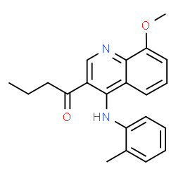 ChemSpider 2D Image | 1-{8-Methoxy-4-[(2-methylphenyl)amino]-3-quinolinyl}-1-butanone | C21H22N2O2