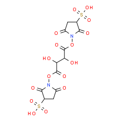 ChemSpider 2D Image | 1,1'-[(2,3-Dihydroxy-1,4-dioxo-1,4-butanediyl)bis(oxy)]bis(2,5-dioxo-3-pyrrolidinesulfonic acid) | C12H12N2O16S2