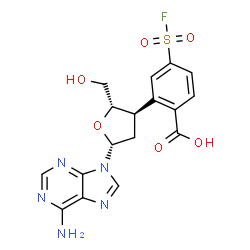 ChemSpider 2D Image | 3'-[2-Carboxy-5-(fluorosulfonyl)phenyl]-2',3'-dideoxyadenosine | C17H16FN5O6S