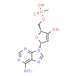 ChemSpider 2D Image | O-{[(2R,5R)-5-(6-Amino-9H-purin-9-yl)-3-hydroxy-2,5-dihydro-2-furanyl]methyl} hydrogen methylphosphonothioate | C11H14N5O4PS