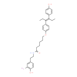 ChemSpider 2D Image | N-{2-[4-Hydroxy-3-(~125~I)iodophenyl]ethyl}-6-{4-[(3E)-4-(4-hydroxyphenyl)-3-hexen-3-yl]phenoxy}hexanamide | C32H38INO4