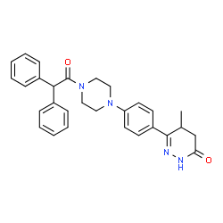 ChemSpider 2D Image | 6-{4-[4-(Diphenylacetyl)-1-piperazinyl]phenyl}-5-methyl-4,5-dihydro-3(2H)-pyridazinone | C29H30N4O2