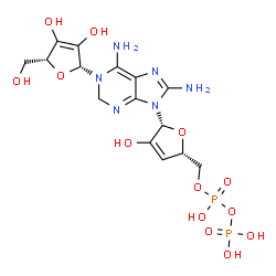 ChemSpider 2D Image | 8-Aminoadenosine cyclic 3',5'-(hydrogen phosphate) 5'-ribofuranosyl ester | C15H22N6O13P2