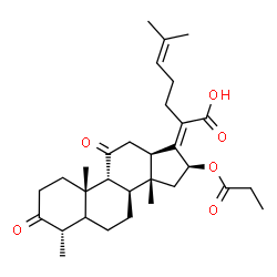 ChemSpider 2D Image | (4alpha,8alpha,9beta,13alpha,14beta,16beta,17Z)-4,14-Dimethyl-3,11-dioxo-16-(propionyloxy)-18-norcholesta-17,24-dien-21-oic acid | C31H44O6