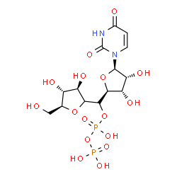 ChemSpider 2D Image | (1xi)-1,4-Anhydro-1-[(R)-[(2S,3S,4R,5R)-5-(2,4-dioxo-3,4-dihydro-1(2H)-pyrimidinyl)-3,4-dihydroxytetrahydro-2-furanyl]{[hydroxy(phosphonooxy)phosphoryl]oxy}methyl]-L-arabinitol | C14H22N2O16P2