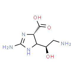 ChemSpider 2D Image | (4S)-2-Amino-5-[(1R)-2-amino-1-hydroxyethyl]-4,5-dihydro-1H-imidazole-4-carboxylic acid | C6H12N4O3