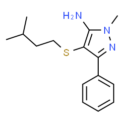 ChemSpider 2D Image | 1H-Pyrazol-5-amine, 1-methyl-4-((3-methylbutyl)thio)-3-phenyl- | C15H21N3S