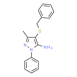 ChemSpider 2D Image | 4-(Benzylsulfanyl)-3-methyl-1-phenyl-1H-pyrazol-5-amine | C17H17N3S