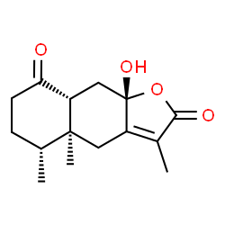 ChemSpider 2D Image | (4aS,5R,8aR,9aS)-4a,6,7,8a,9,9a-Hexahydro-9a-hydroxy-3,4a,5-trimethylnaphtho[2,3-b]furan-2,8(4H,5H)-dione | C15H20O4