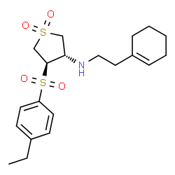 ChemSpider 2D Image | (3S,4R)-N-[2-(1-Cyclohexen-1-yl)ethyl]-4-[(4-ethylphenyl)sulfonyl]tetrahydro-3-thiophenamine 1,1-dioxide | C20H29NO4S2