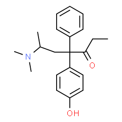 ChemSpider 2D Image | 6-(Dimethylamino)-4-(4-hydroxyphenyl)-4-phenyl-3-heptanone | C21H27NO2