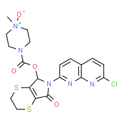 ChemSpider 2D Image | 6-(7-Chloro-1,8-naphthyridin-2-yl)-7-oxo-2,3,6,7-tetrahydro-5H-[1,4]dithiino[2,3-c]pyrrol-5-yl 4-methyl-1-piperazinecarboxylate 4-oxide | C20H20ClN5O4S2