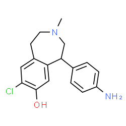 ChemSpider 2D Image | 5-(4-Aminophenyl)-8-chloro-2,3,4,5-tetrahydro-3-methyl-1H-3-benzazepin-7-ol | C17H19ClN2O