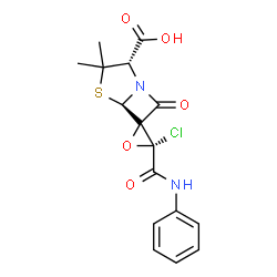 ChemSpider 2D Image | (2'S,3R,5'R)-3-Chloro-3',3'-dimethyl-7'-oxo-3-(phenylcarbamoyl)spiro[oxirane-2,6'-[4]thia[1]azabicyclo[3.2.0]heptane]-2'-carboxylic acid | C16H15ClN2O5S