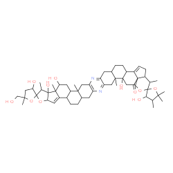 ChemSpider 2D Image | 3,3'',13',13b',22b'-Pentahydroxy-5-(hydroxymethyl)-4',4'',5,5'',5'',11a',13a',14',22a'-nonamethyl-4,4',4'',4a',5,5',5'',6b',7',8',8a',9',11',11a',11b',12',13',13a',13b',14',16a',17b',18',19',19a',20',
22',22a',22b',23'-triacontahydro-3H,3''H,24'H-dispiro[furan-2,15'-furo[3'',2'':3',4']cyclopenta[1',2':5,6]naphtho[1,2-b]pyrano[3'',4'':2',3']cyclopenta[1',2':5,6]naphtho[1,2-i]phenazine-3',2''-furan]-
24'-one | C55H76N2O11