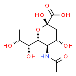 ChemSpider 2D Image | (6R)-5-Acetamido-3,5-dideoxy-6-[(1R,2R)-1,2-dihydroxypropyl]-alpha-L-threo-hex-2-ulopyranosonic acid | C11H19NO8