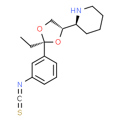ChemSpider 2D Image | (2S)-2-[(2S,4S)-2-Ethyl-2-(3-isothiocyanatophenyl)-1,3-dioxolan-4-yl]piperidine | C17H22N2O2S