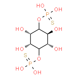 ChemSpider 2D Image | O,O'-[(2R,3S,5S,6S)-2,3,5,6-Tetrahydroxy-1,4-cyclohexanediyl] bis[dihydrogen (phosphorothioate)] | C6H14O10P2S2