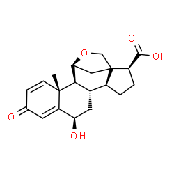 ChemSpider 2D Image | (6beta,11beta,13xi,17beta)-6-Hydroxy-3-oxo-11,18-epoxyandrosta-1,4-diene-17-carboxylic acid | C20H24O5