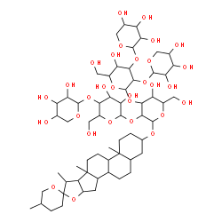 ChemSpider 2D Image | Spirostan-3-yl pentopyranosyl-(1->4)hexopyranosyl-(1->2)-[pentopyranosyl-(1->2)-[pentopyranosyl-(1->3)]hexopyranosyl-(1->3)]hexopyranoside | C60H98O30
