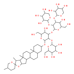 ChemSpider 2D Image | Spirostan-3-yl hexopyranosyl-(1->2)-[pentopyranosyl-(1->2)-[pentopyranosyl-(1->3)]hexopyranosyl-(1->3)]hexopyranoside | C55H90O26