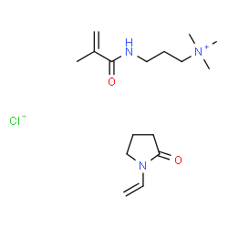 ChemSpider 2D Image | 3-(Methacryloylamino)-N,N,N-trimethyl-1-propanaminium chloride - 1-vinyl-2-pyrrolidinone (1:1:1) | C16H30ClN3O2