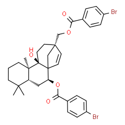 ChemSpider 2D Image | (7beta,13alpha)-9-Hydroxybeyer-15-ene-7,17-diyl bis(4-bromobenzoate) | C34H38Br2O5