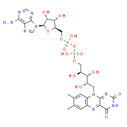 ChemSpider 2D Image | [(2R,3S,4R,5R)-5-(6-Amino-9H-purin-9-yl)-3,4-dihydroxytetrahydro-2-furanyl]methyl (2S,3R,4S)-5-(7,8-dimethyl-2,4-dioxo-3,4-dihydrobenzo[g]pteridin-10(2H)-yl)-2,3,4-trihydroxypentyl dihydrogen diphosph
ate | C27H33N9O15P2