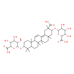ChemSpider 2D Image | 21-(Hexopyranuronosyloxy)-29-hydroxy-29-oxooleana-11,13(18)-dien-3-yl hexopyranosiduronic acid | C42H62O16