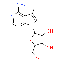 ChemSpider 2D Image | 5-Bromo-7-pentofuranosyl-7H-pyrrolo[2,3-d]pyrimidin-4-amine | C11H13BrN4O4