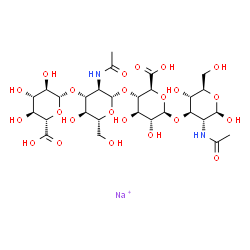 ChemSpider 2D Image | beta-D-Glucopyranose, O-beta-D-glucopyranuronosyl-(1->3)-O-2-(acetylamino)-2-deoxy-beta-D-glucopyranosyl-(1->4)-O-beta-D-glucopyranuronosyl-(1->3)-2-(acetylamino)-2-deoxy-, sodium salt (1:1) | C28H44N2NaO23