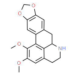 ChemSpider 2D Image | 1,2-Dimethoxy-5,6,6a,7-tetrahydro-4H-benzo[de][1,3]benzodioxolo[5,6-g]quinoline | C19H19NO4