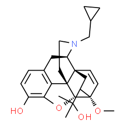 ChemSpider 2D Image | (5alpha,14beta)-17-(Cyclopropylmethyl)-18-(2-hydroxy-2-propanyl)-6-methoxy-7,8-didehydro-18,19-dihydro-4,5-epoxy-6,14-ethenomorphinan-3-ol | C26H33NO4