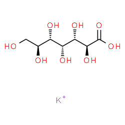 ChemSpider 2D Image | L-glycero-L-gulo-Heptonic acid, potassium salt (1:1) | C7H14KO8