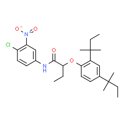 ChemSpider 2D Image | 2-[2,4-Bis(1,1-dimethylpropyl)phenoxy]-N-(4-chloro-3-nitrophenyl)butanamide | C26H35ClN2O4
