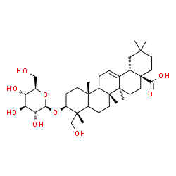 ChemSpider 2D Image | (3beta,5xi,9xi)-3-(beta-D-Glucopyranosyloxy)-23-hydroxyolean-12-en-28-oic acid | C36H58O9