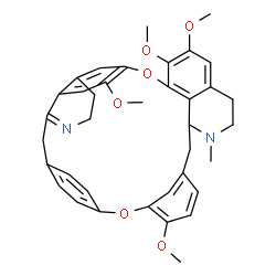ChemSpider 2D Image | 10,14,15,26-Tetramethoxy-20-methyl-12,28-dioxa-4,20-diazaheptacyclo[27.2.2.1~7,11~.1~13,17~.1~23,27~.0~3,8~.0~21,35~]hexatriaconta-1(31),3,7(36),8,10,13(35),14,16,23(34),24,26,29,32-tridecaene | C37H38N2O6