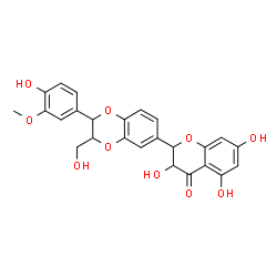 ChemSpider 2D Image | 3,5,7-Trihydroxy-2-[2-(4-hydroxy-3-methoxyphenyl)-3-(hydroxymethyl)-2,3-dihydro-1,4-benzodioxin-6-yl]-2,3-dihydro-4H-chromen-4-one | C25H22O10