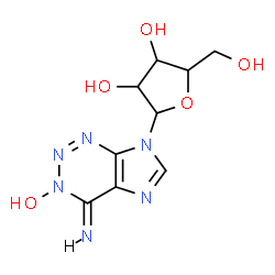 ChemSpider 2D Image | (4Z)-4-Imino-7-pentofuranosyl-4,7-dihydro-3H-imidazo[4,5-d][1,2,3]triazin-3-ol | C9H12N6O5