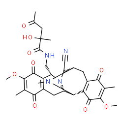 ChemSpider 2D Image | N-{[(1R,2S,10R,13S)-12-Cyano-7,18-dimethoxy-6,17,21-trimethyl-5,8,16,19-tetraoxo-11,21-diazapentacyclo[11.7.1.0~2,11~.0~4,9~.0~15,20~]henicosa-4(9),6,15(20),17-tetraen-10-yl]methyl}-2-hydroxy-2-methyl
-4-oxopentanamide | C32H36N4O9
