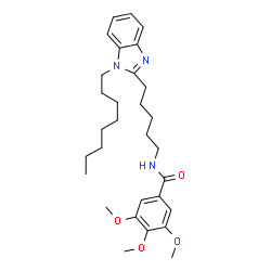 ChemSpider 2D Image | 3,4,5-Trimethoxy-N-[5-(1-octyl-1H-benzimidazol-2-yl)pentyl]benzamide | C30H43N3O4