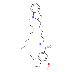 ChemSpider 2D Image | 3,4,5-Trimethoxy-N-[5-(1-nonyl-1H-benzimidazol-2-yl)pentyl]benzamide | C31H45N3O4