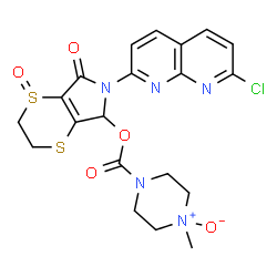 ChemSpider 2D Image | 6-(7-Chloro-1,8-naphthyridin-2-yl)-1-oxido-7-oxo-2,3,6,7-tetrahydro-5H-[1,4]dithiino[2,3-c]pyrrol-5-yl 4-methyl-1-piperazinecarboxylate 4-oxide | C20H20ClN5O5S2