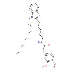 ChemSpider 2D Image | 2-(3,4-Dimethoxyphenyl)-N-[5-(1-dodecyl-1H-benzimidazol-2-yl)pentyl]acetamide | C34H51N3O3