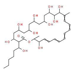 ChemSpider 2D Image | 4,6,8,10,12,14,15,16,27-Nonahydroxy-3-(1-hydroxyhexyl)-17,28-dimethyloxacyclooctacosa-17,19,21,23,25-pentaen-2-one | C35H58O12