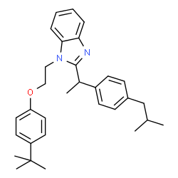 ChemSpider 2D Image | 1-[2-(4-tert-Butylphenoxy)ethyl]-2-[1-(4-isobutylphenyl)ethyl]-1H-benzimidazole | C31H38N2O