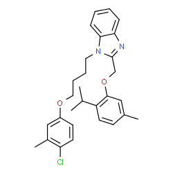 ChemSpider 2D Image | 1-[4-(4-Chloro-3-methylphenoxy)butyl]-2-[(2-isopropyl-5-methylphenoxy)methyl]-1H-benzimidazole | C29H33ClN2O2