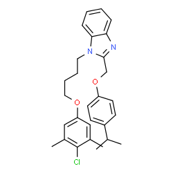 ChemSpider 2D Image | 1-[4-(4-Chloro-3,5-dimethylphenoxy)butyl]-2-[(4-isopropylphenoxy)methyl]-1H-benzimidazole | C29H33ClN2O2